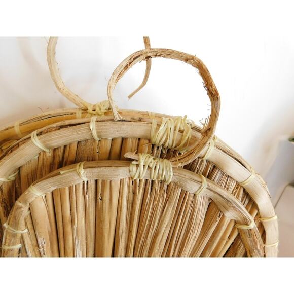 Vintage Woven Corn Cob Husk Hanging Stacking Baskets Fall Autumn SET OF 3 READ - Picture 8 of 11
